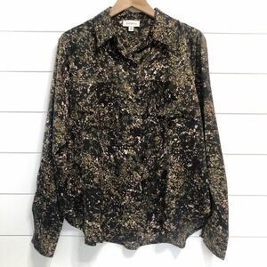 Evereve‎ Women's Sasha Satin Camo Print Button Up Shirt Size M SOLD OUT Office
